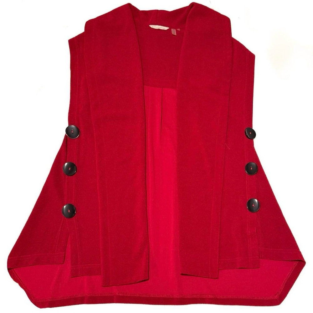 Soft surroundings red knit vest with button detail
